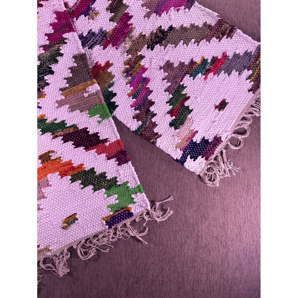 Artistic Accents Woven Geometric Diamond Fringe Table Runner Multi Color Boho - Picture 2 of 6